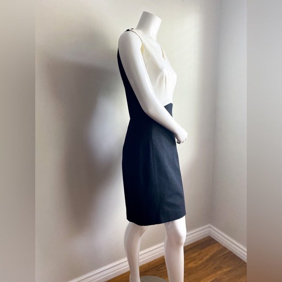 Vince Camuto Sheath Black Cream Career Formal Classy ColorBlock Sleeveless Dress - Picture 9 of 13